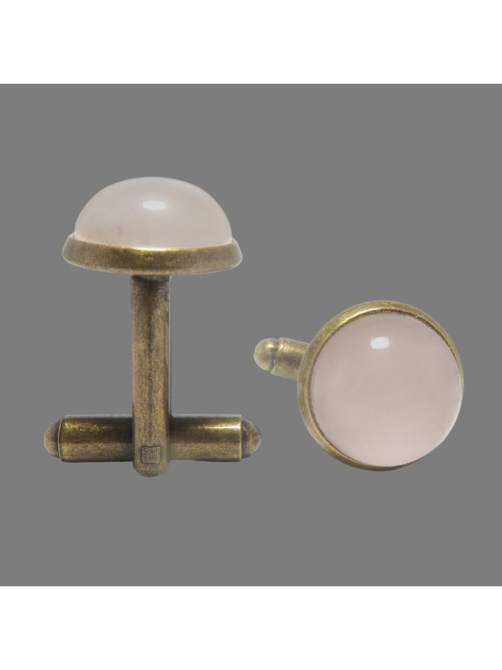 Rose Quartz Cufflinks Pink Antiqued Bronze